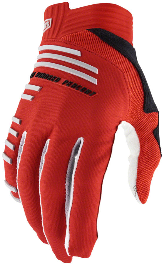 100% R Core Gloves - Racer Red Full Finger Motorcycle Gloves (Medium) - Durable Grip & Comfort for Racing, Riding & Outdoor Sports
