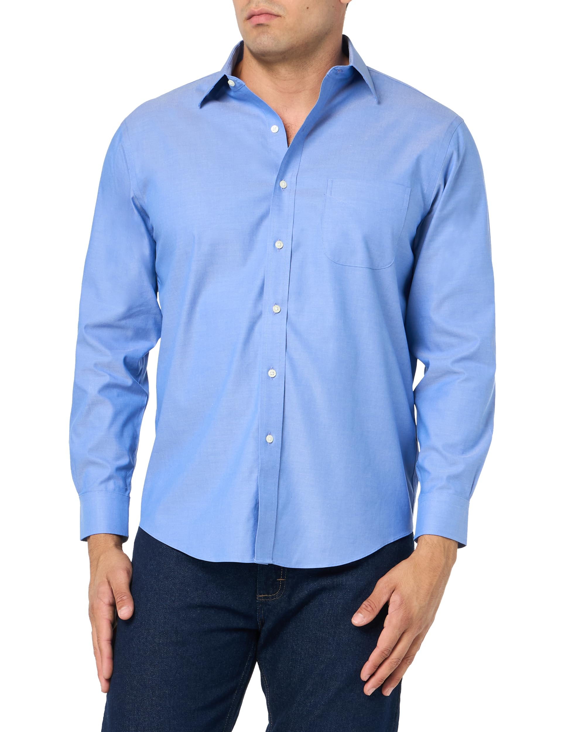 Brooks Brothers Men's Regular Fit Non-Iron Stretch Ainsley Spread Collar Long Sleeve Dress Shirt - Perfect for Business Meetings, Weddings & Formal Occasions