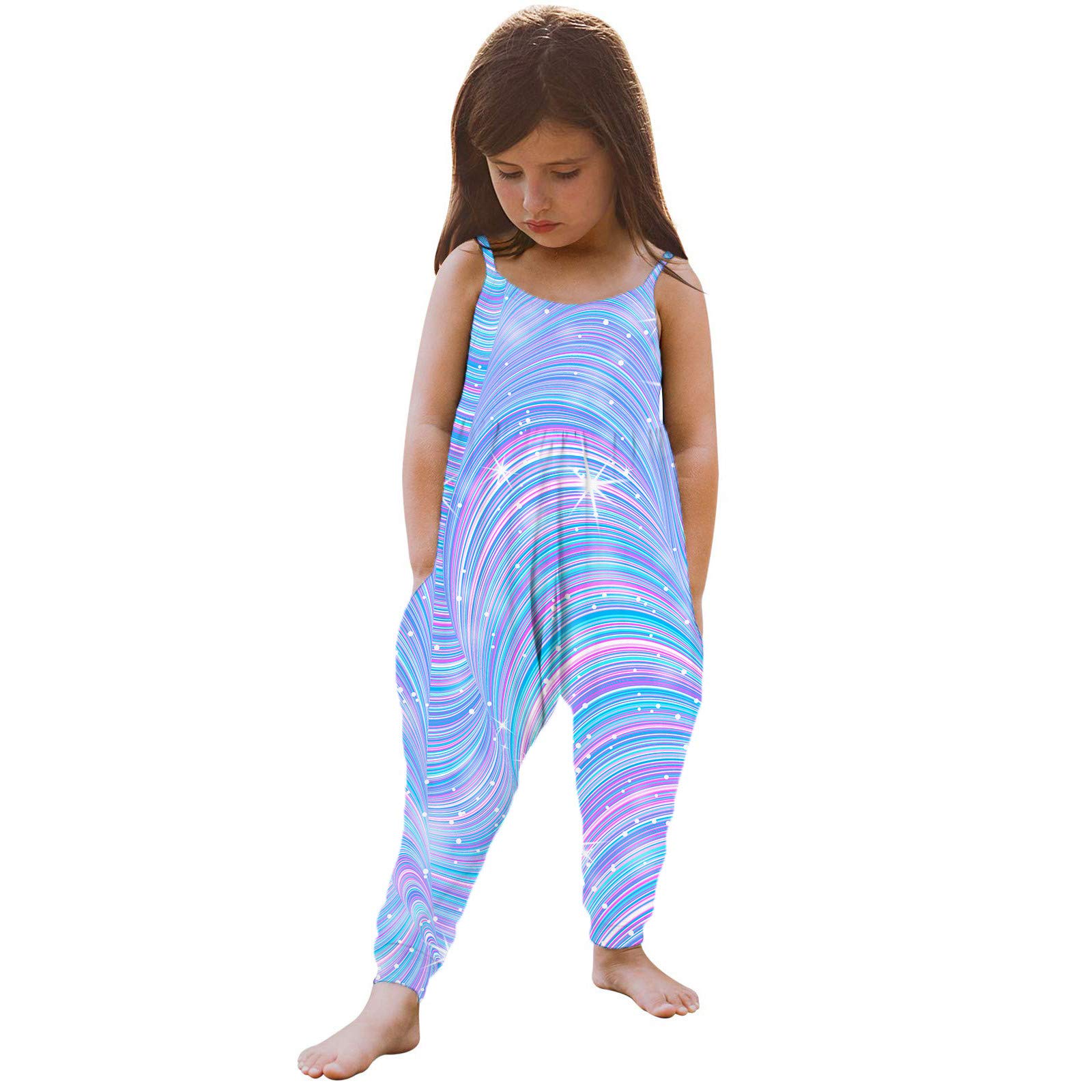 Star One Baby Girls Summer Jumpsuit Outfits - Adjustable Strap Romper for Toddlers & Kids - Soft Cotton Playwear for Beach, Park & Outdoor Activities