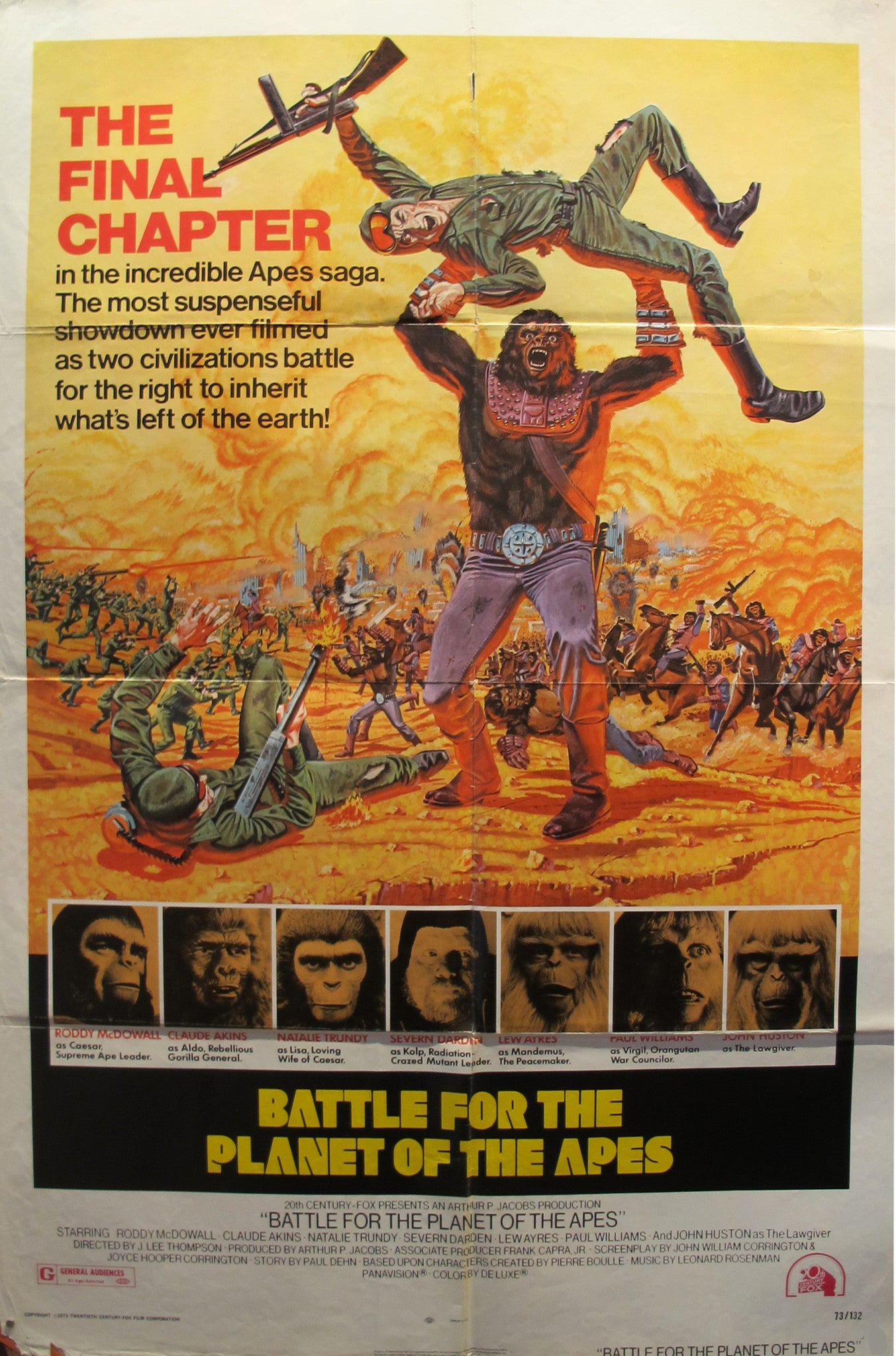 Original 1973 Battle for the Planet of the Apes Movie Poster - Vintage Sci-Fi Film Collectible for Home Theater Decor & Fan Gifts