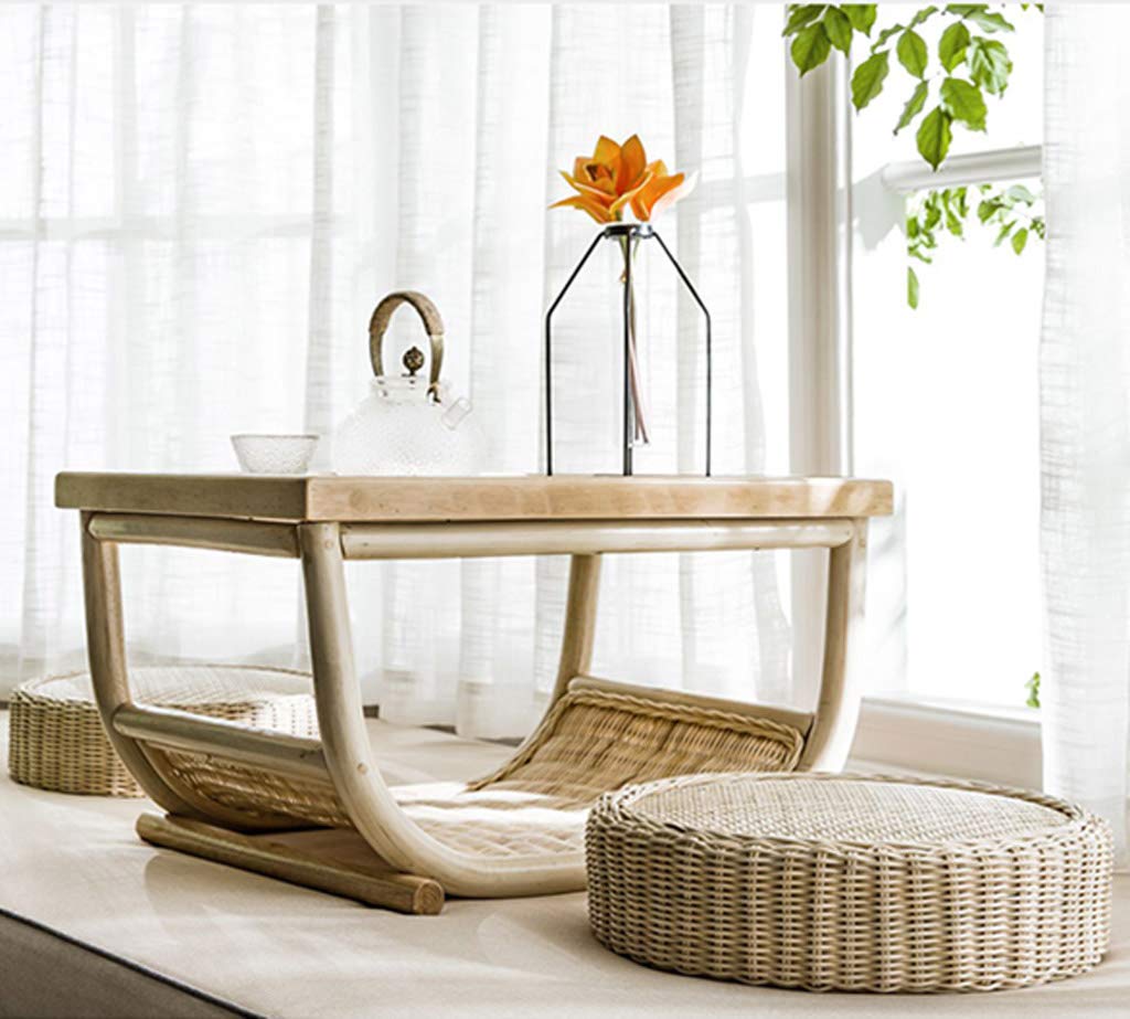 Handmade Rattan Coffee Table - Vintage Boho Side Table for Living Room, Office & Tea House - Natural Wicker End Table for Bay Window, Villa & Home Decor | Perfect for Relaxing, Reading & Entertaining Guests