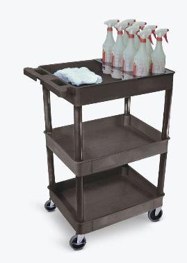 Luxor Black 3-Tier Rolling Utility Cart with Bottle Holder - Perfect for Kitchen, Bathroom, or Office Storage and Organization