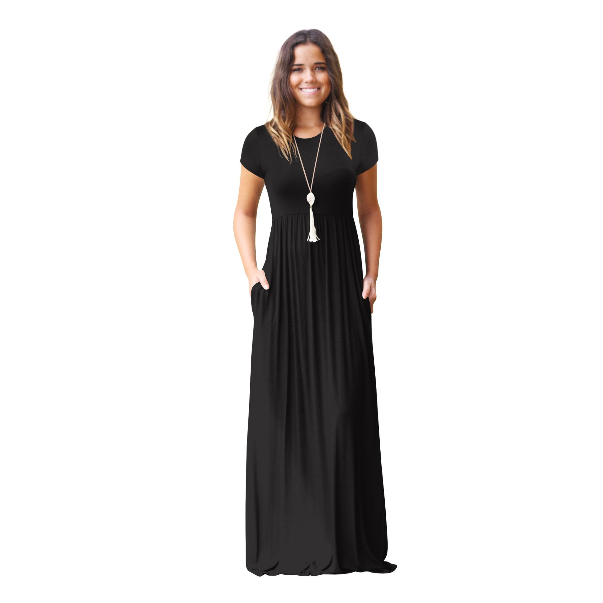 Elegant Long Wedding Guest Dresses for Women by Jess - Fall Formal Dresses in Black & Blue - Perfect for Weddings, Parties & Special Occasions