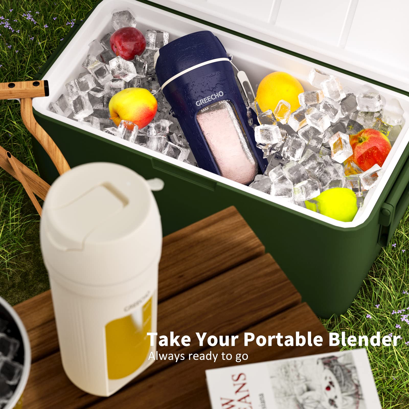 GREECHO Portable Blender - 12 oz USB Rechargeable Mini Blender for Smoothies, Shakes & Juices | BPA-Free One-Handed Personal Blender | Perfect for Gym, Office, Travel & Outdoor Activities | White