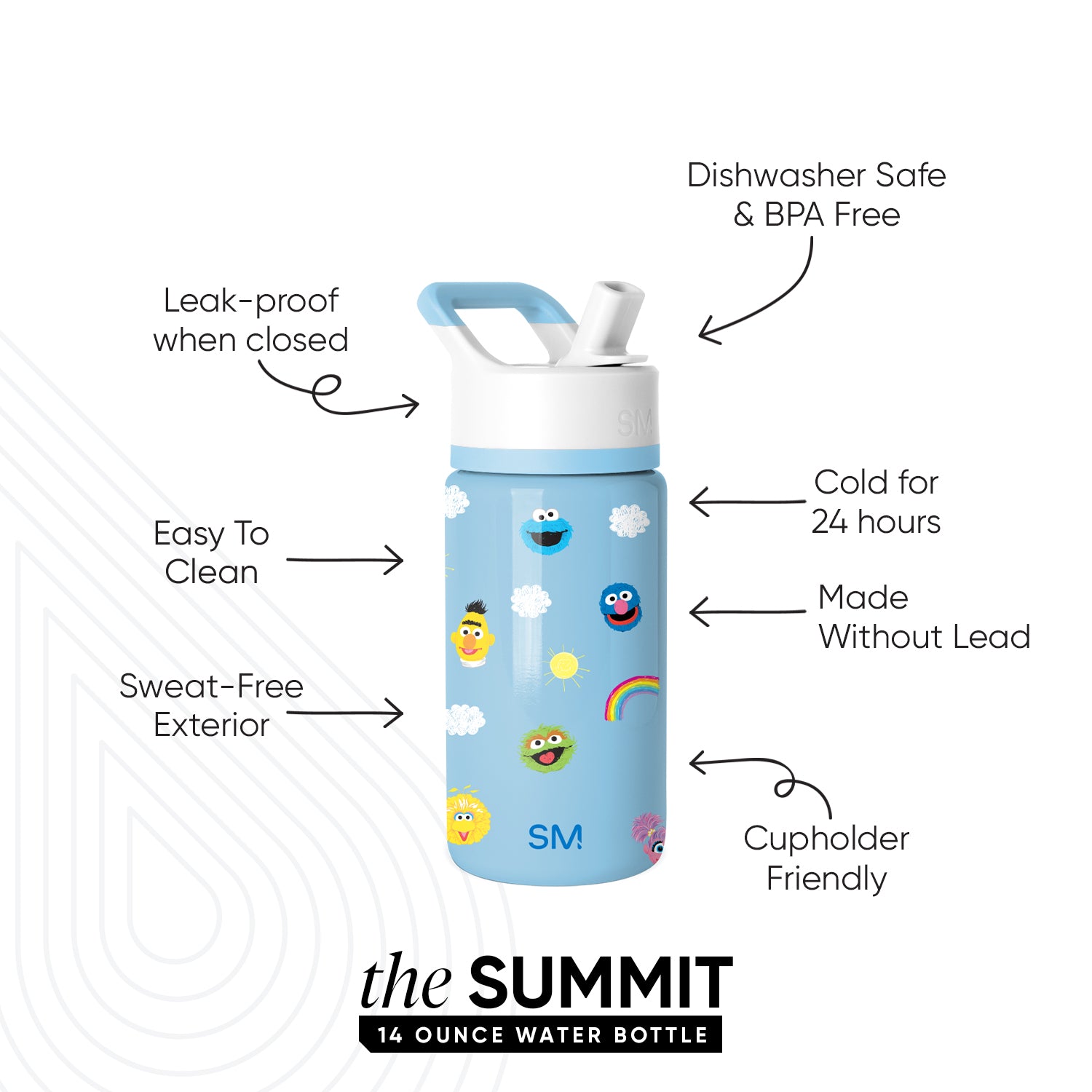 Summit Kids Water Bottle with Straw Lid - BPA Free, Leak Proof, Insulated Stainless Steel Bottle for School, Sports, and Outdoor Activities