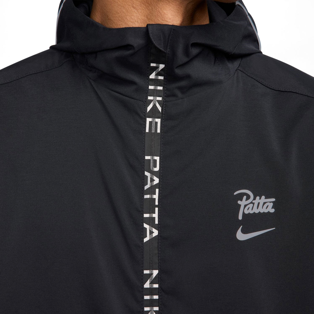 Patta Full Zip Jacket for Men & Women - Black Windbreaker with Hood, Lightweight Water-Resistant Outdoor Jacket for Running, Hiking & Travel