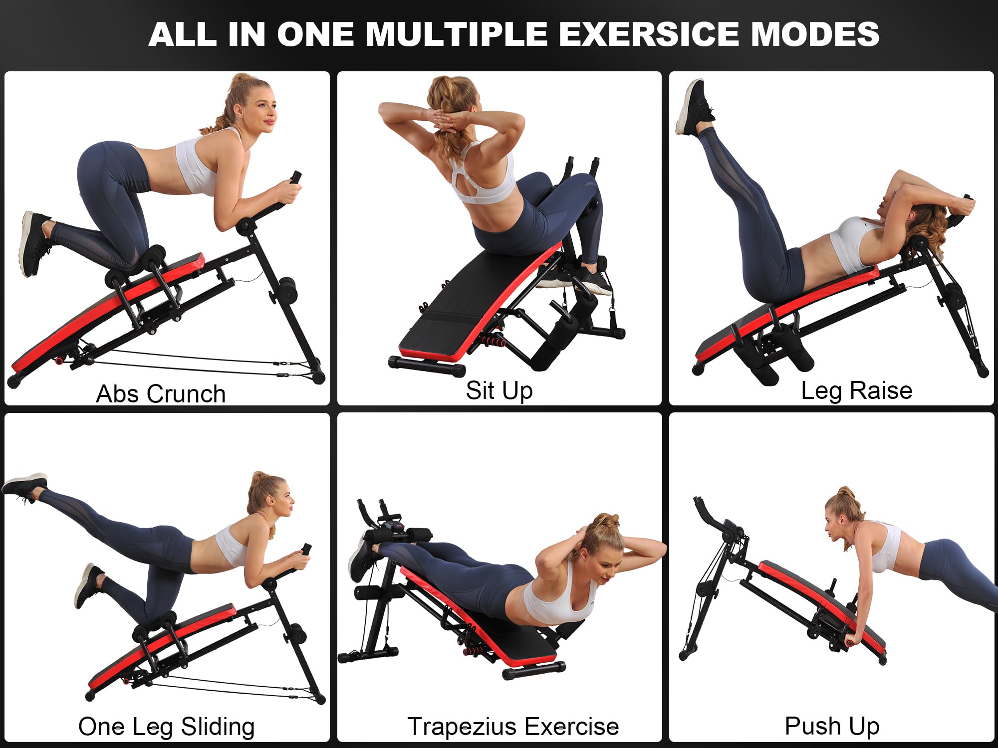 KESHWELL Adjustable Ab Workout Machine for Home Gym - Core Strength Training Equipment with Resistance Bands, LCD Display & Foldable Sit Up Bench | Perfect for Abs Exercise, Full Body Workout & Home Fitness Training