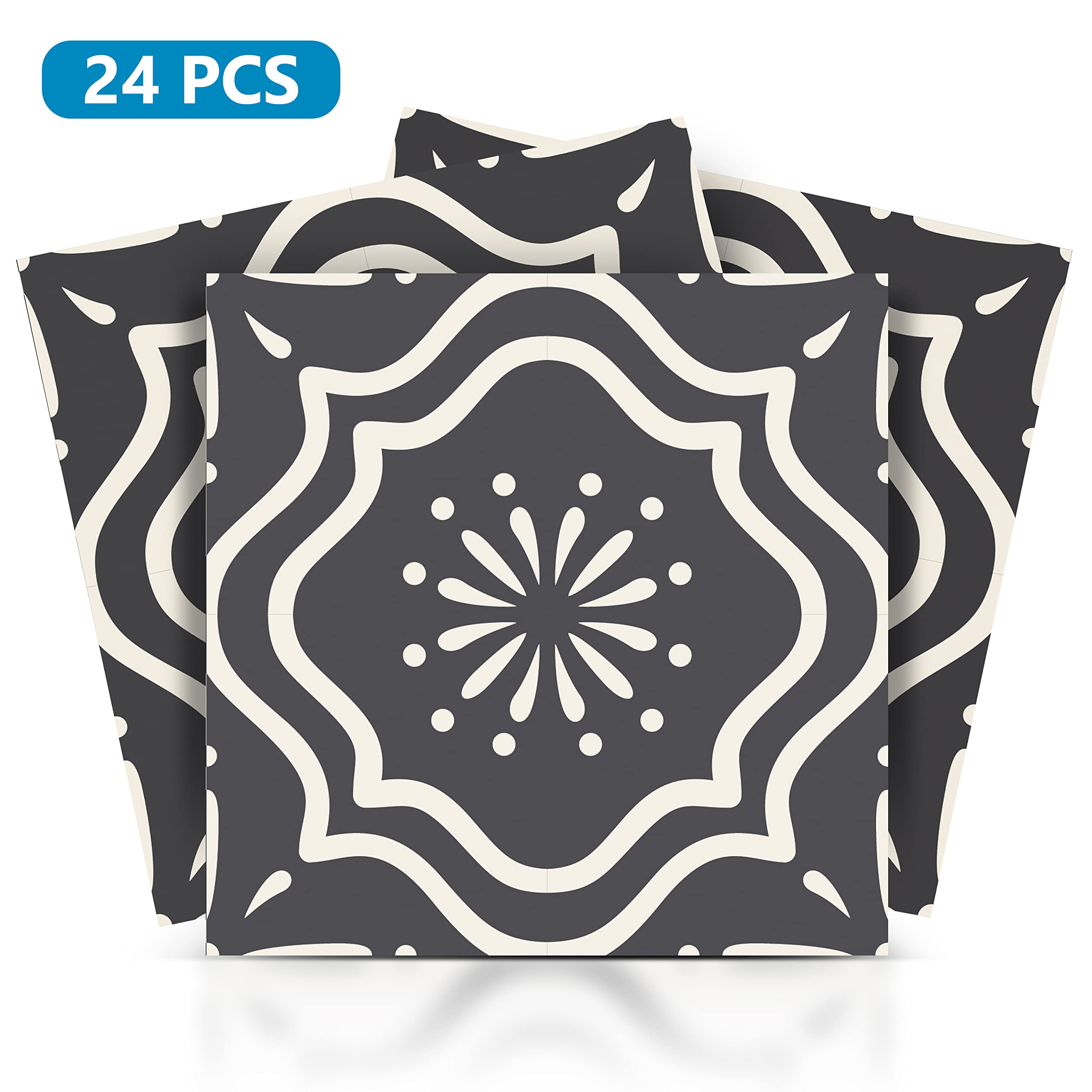 24-Piece Waterproof Peel and Stick Tile Stickers - Self-Adhesive Vinyl Wall Decals for Kitchen Backsplash, Bathroom, Laundry Room & Home Decor - Easy DIY Removable Wallpaper Alternative