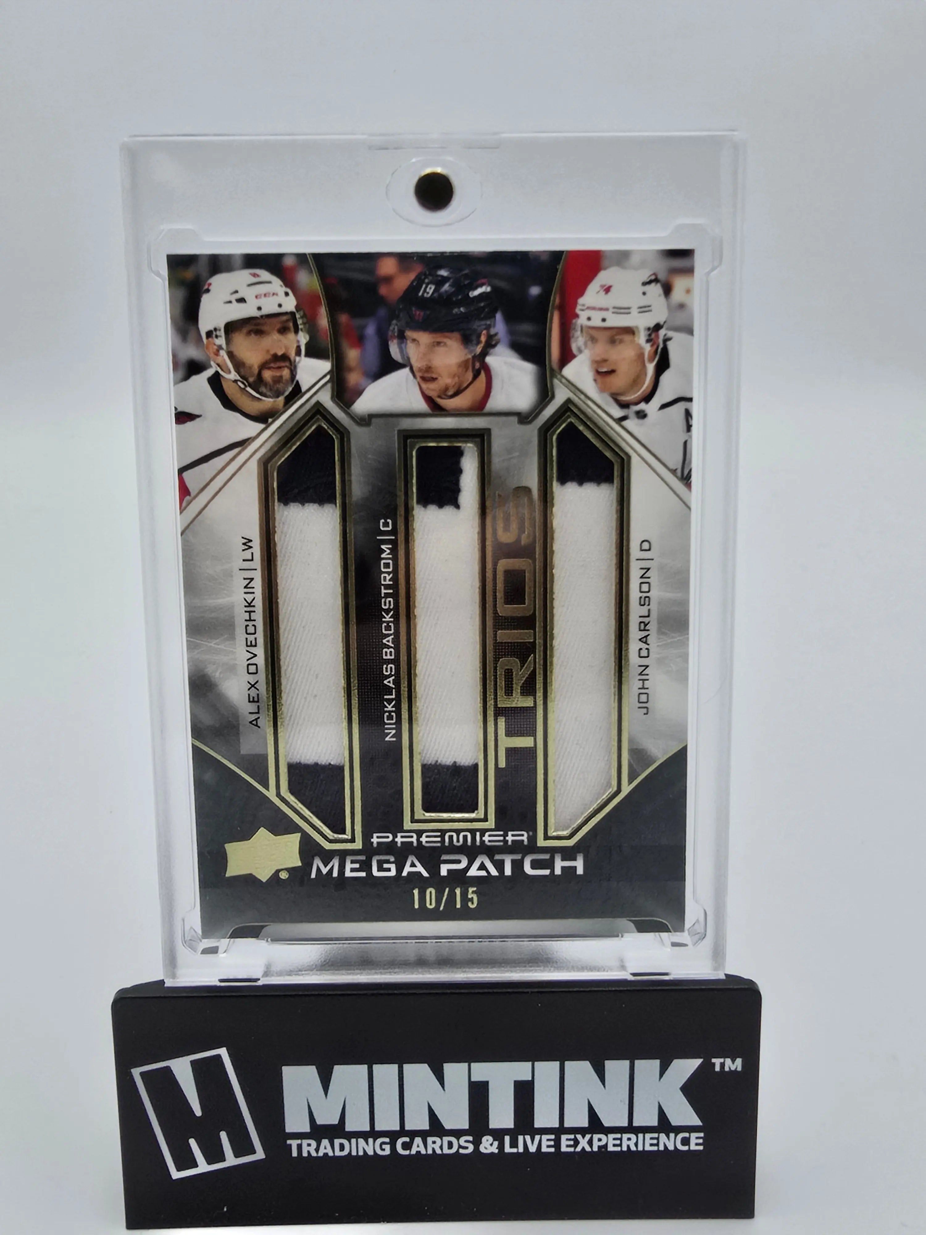 2022-23 Upper Deck Premier Mega Patch Trios Ovechkin Backstrom Carlson #/15 - Rare Hockey Collectible for Fans & Investors - Perfect for Display, Trading Cards Collection, and Sports Memorabilia Enthusiasts