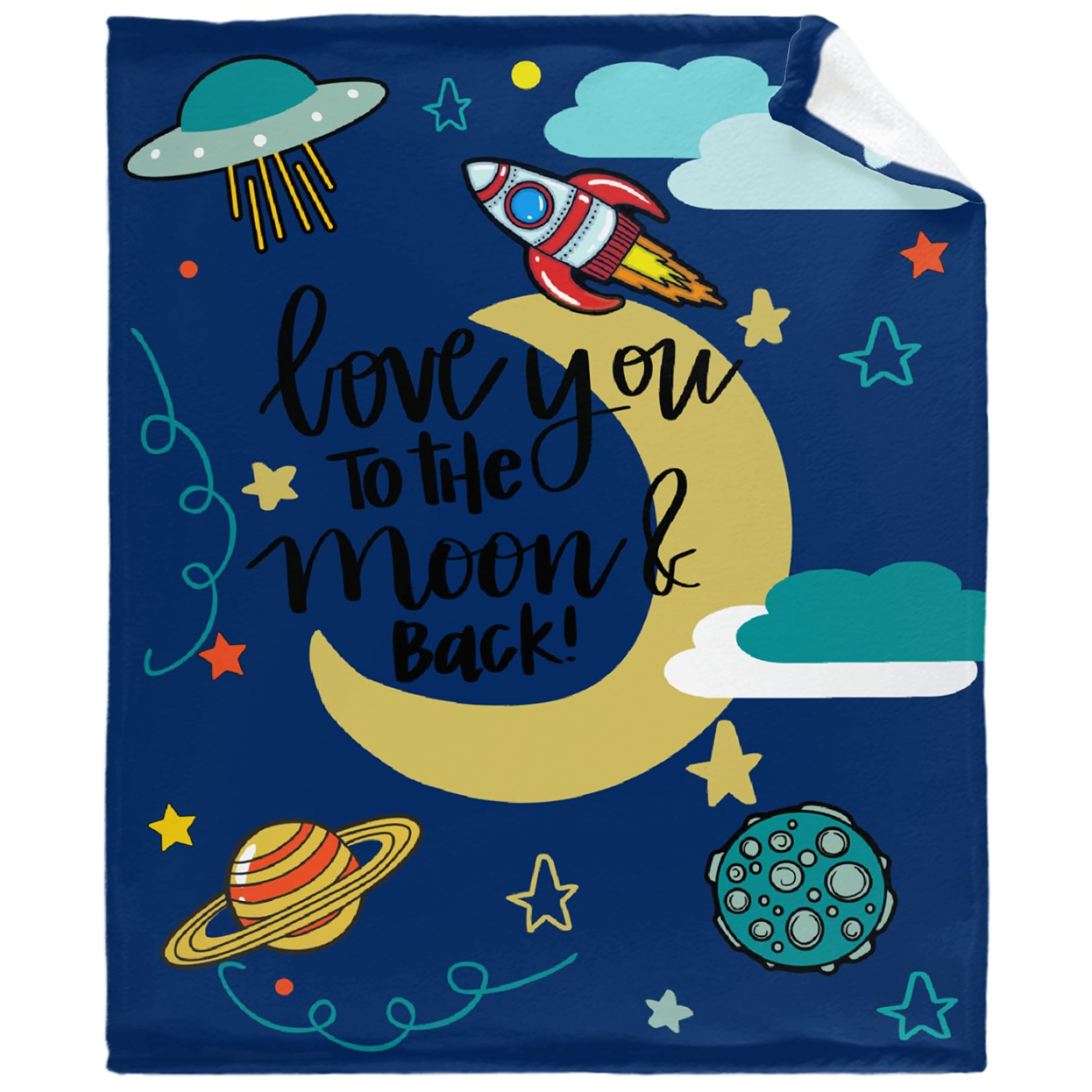 Soft Flannel Fleece Throw Blanket - Lightweight & Cozy All-Season Bedding - 120x90 Inch Large Blanket for Bedroom, Sofa, Couch - Perfect Gift for Family & Couples - Moon & Back Theme - Ideal for Movie Nights, Camping, and Home Decor