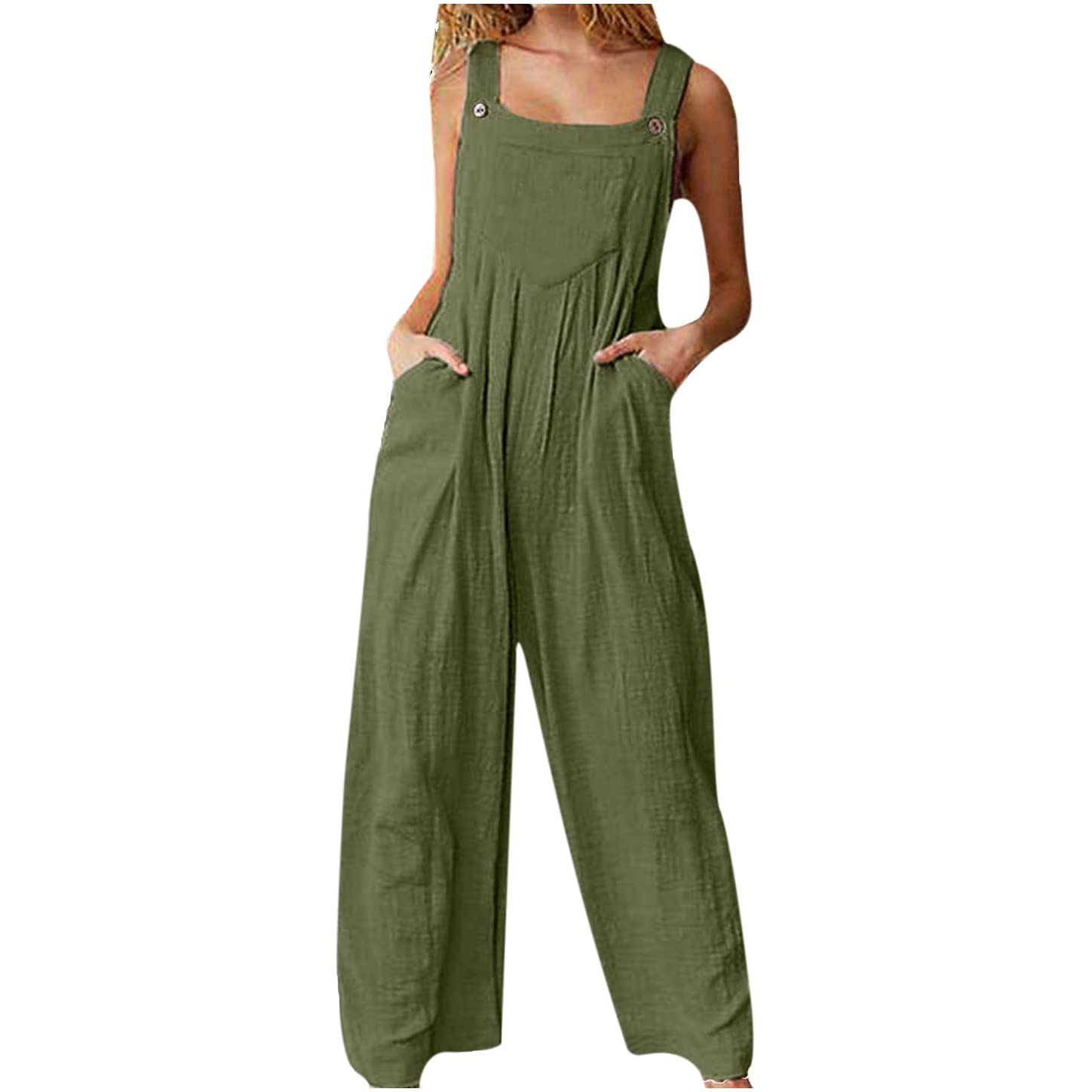 YRAETENM Women's Loose Fit Overalls - Floral Print Suspender Pants with Pockets, Sleeveless Wide Leg Jumpsuit for Summer | Casual Outfit, Beach Wear, Outdoor Activities