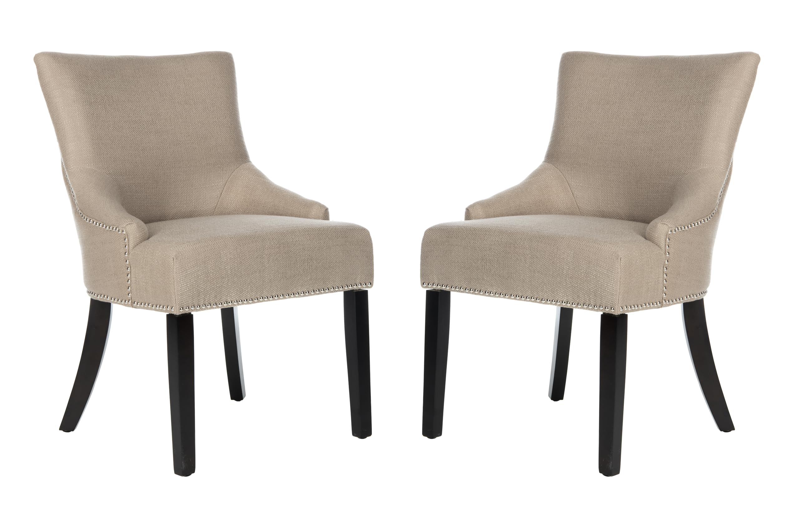 Safavieh Mercer Collection Christine Beige Viscose Nailhead Dining Chairs (Set of 2) - Elegant Modern Dining Room Chairs for Kitchen, Breakfast Nook, and Formal Dining Areas