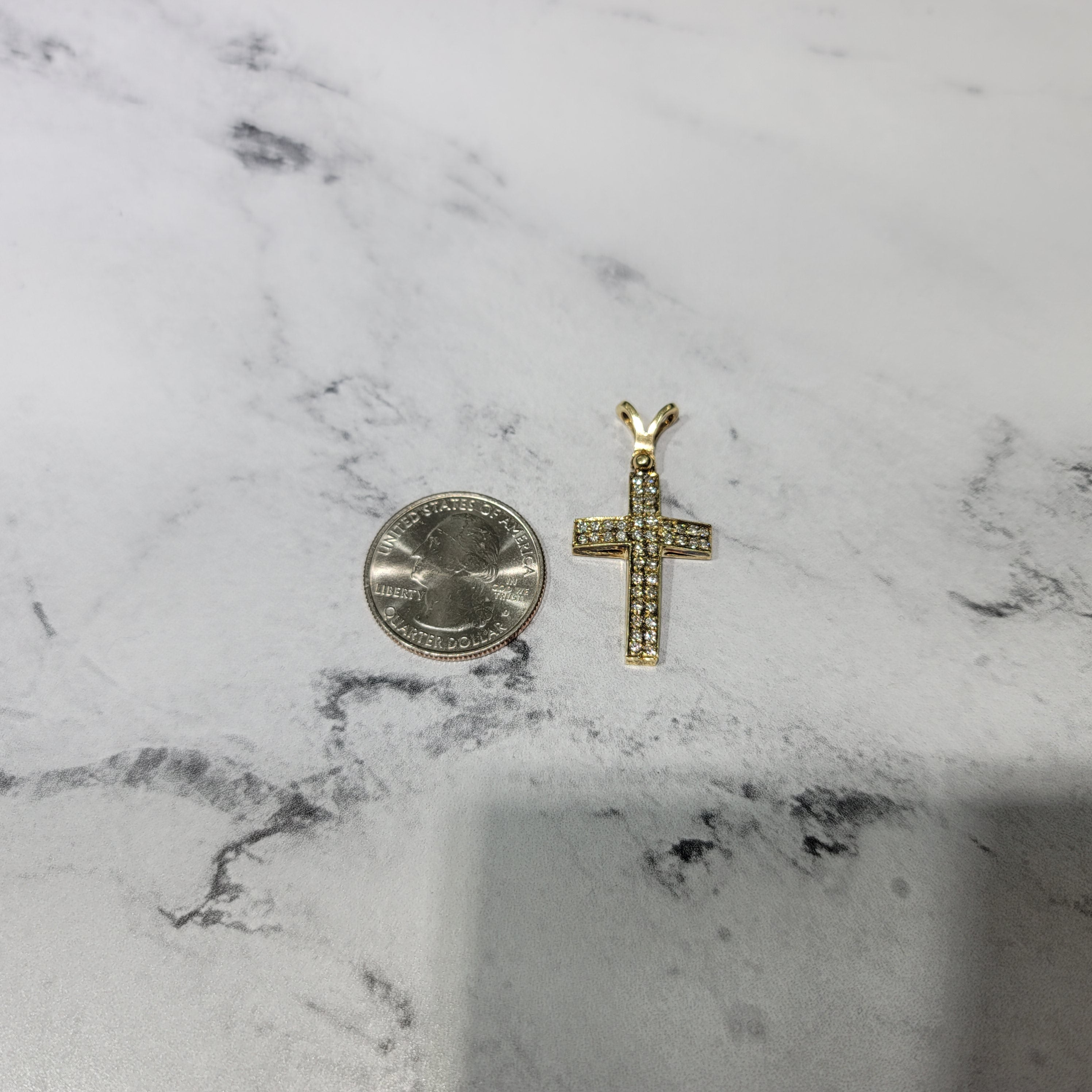 Antique Diamond Cross Pendant - 0.90cttw 14K Yellow Gold Religious Jewelry for Women, Perfect for Baptism, First Communion & Special Occasions