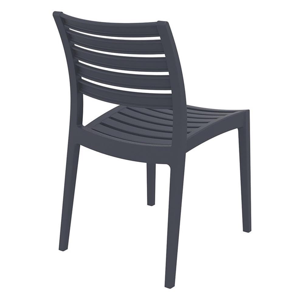 Dark Gray Outdoor Patio Dining Chairs Set of 2 - Weather-Resistant Ares Collection for Backyard, Garden & Poolside Relaxation
