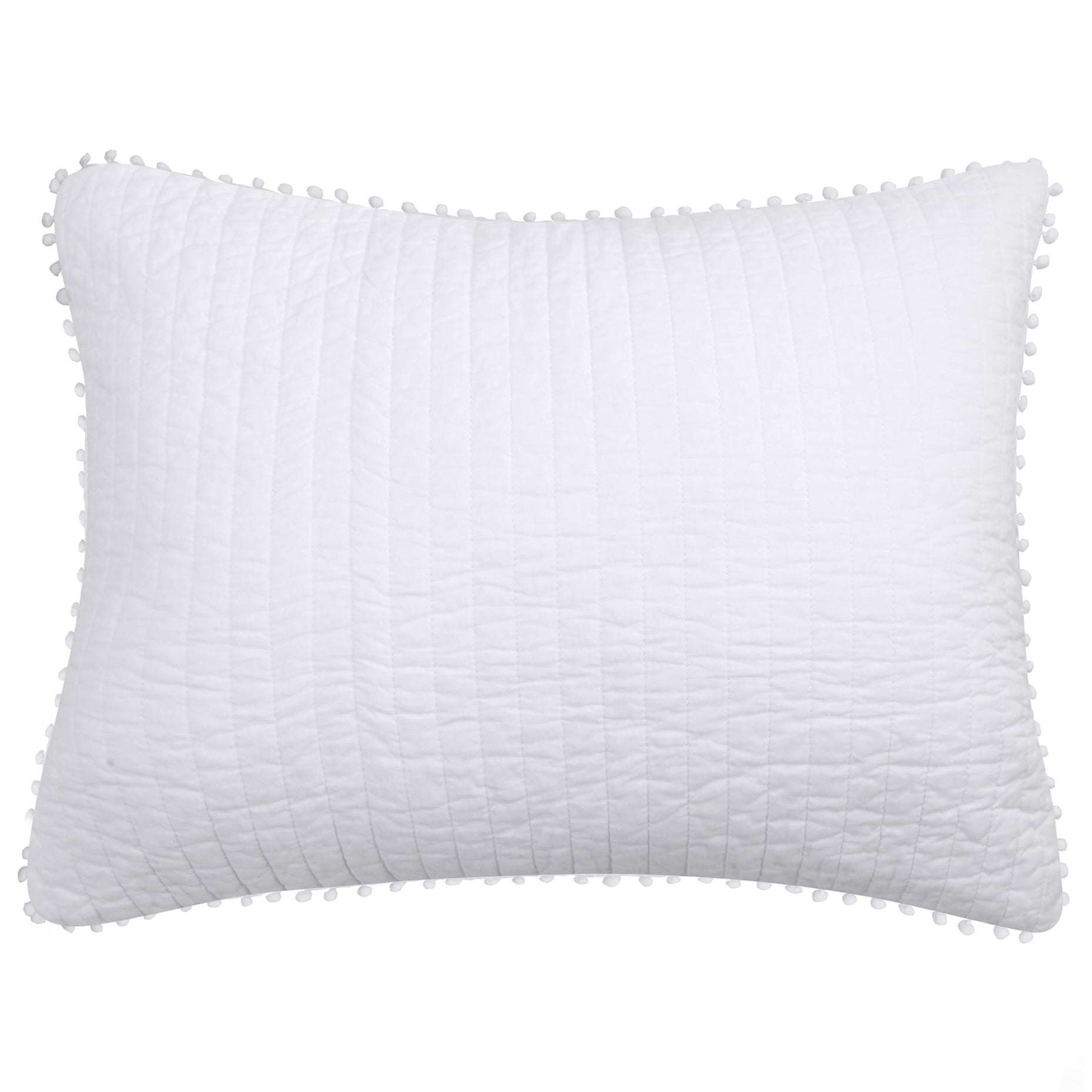White Pom Pom Standard Sham Pillowcase - Elegant Home Decor for Bedroom, Living Room, and Nursery