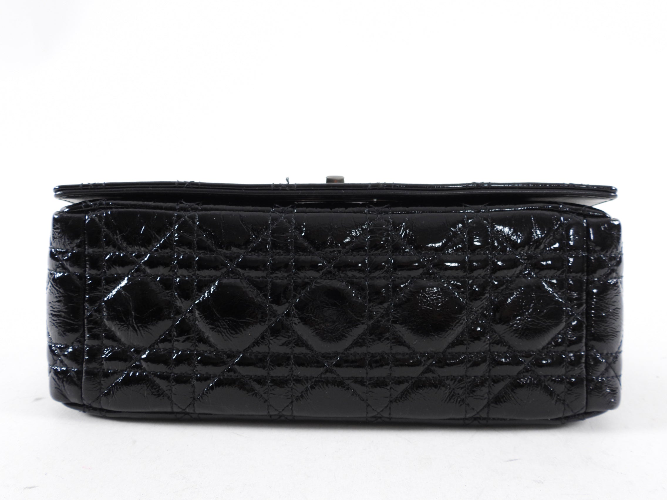 Christian Dior Black Patent Leather Caro Medium Cannage Flap Bag - Luxury Designer Handbag for Women, Perfect for Evening Events & Special Occasions