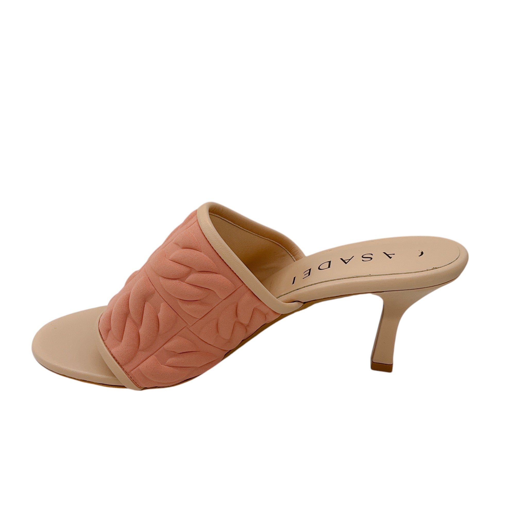 Casadei Peach Textured Scuba Mule Sandals for Women - Comfortable Summer Slide Shoes with Non-Slip Sole | Perfect for Beach, Poolside, and Vacation Outfits
