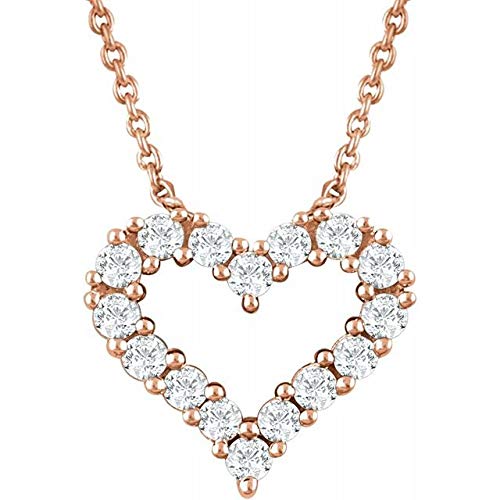 14K Rose Gold 1/4 CTW Diamond Heart Pendant Necklace - 18