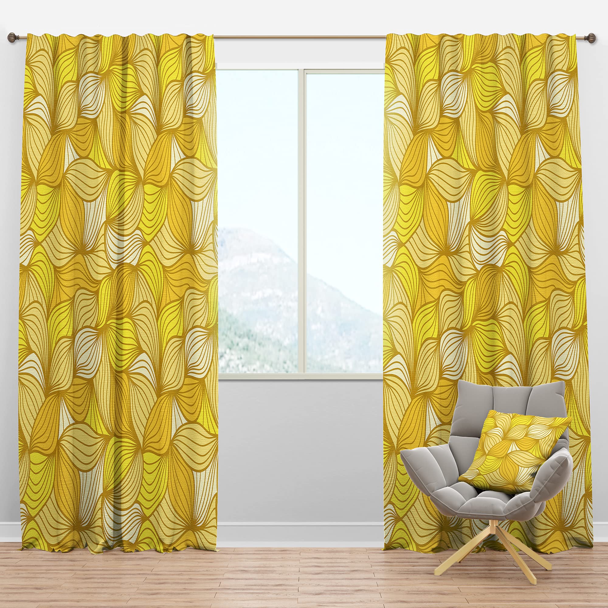 Blackout Curtains with Hand-Painted Wave Design - Thermal Insulated Room Darkening Drapes for Bedroom & Living Room (52x108, Single Panel) - Perfect for Light Sleepers, Home Theater & Temperature Control