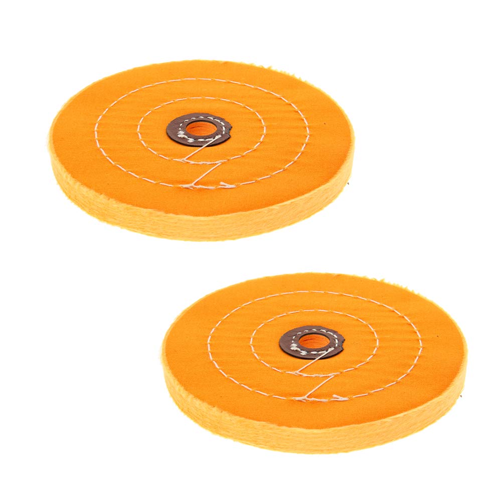 5.5 Inch Cotton Buffing Wheel for Bench Grinder - 16mm Arbor Hole - 2 Pack - Perfect for Metal Polishing & Jewelry Making