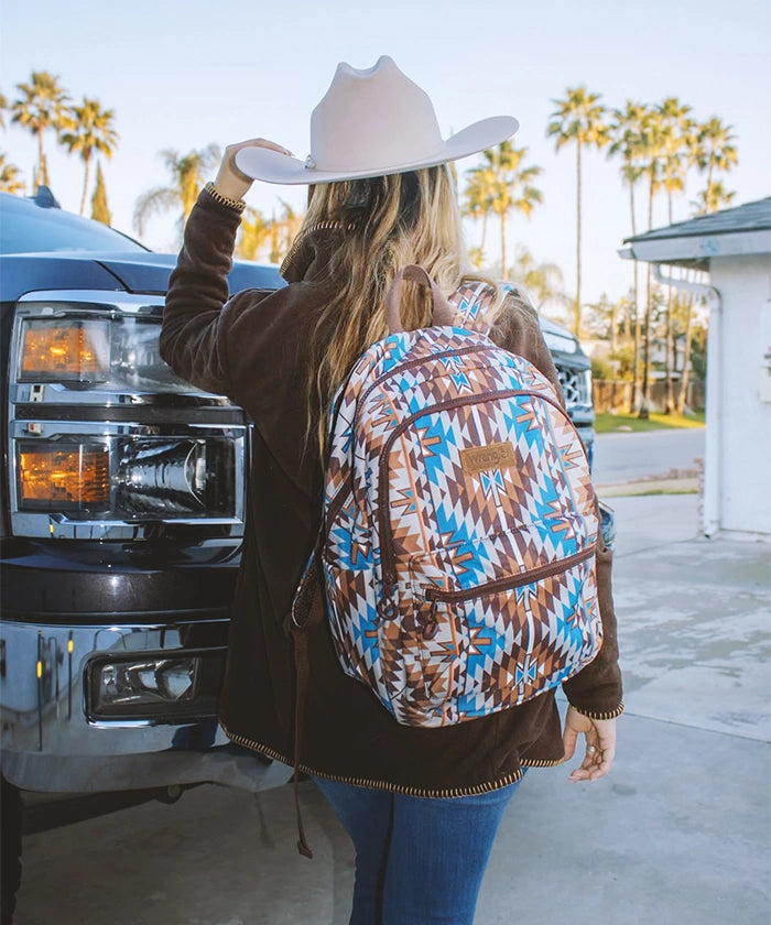 Wrangler Aztec Printed Diaper Bag Backpack - Stylish & Spacious Baby Essentials Organizer for Moms | Perfect for Travel, Daycare & Family Outings