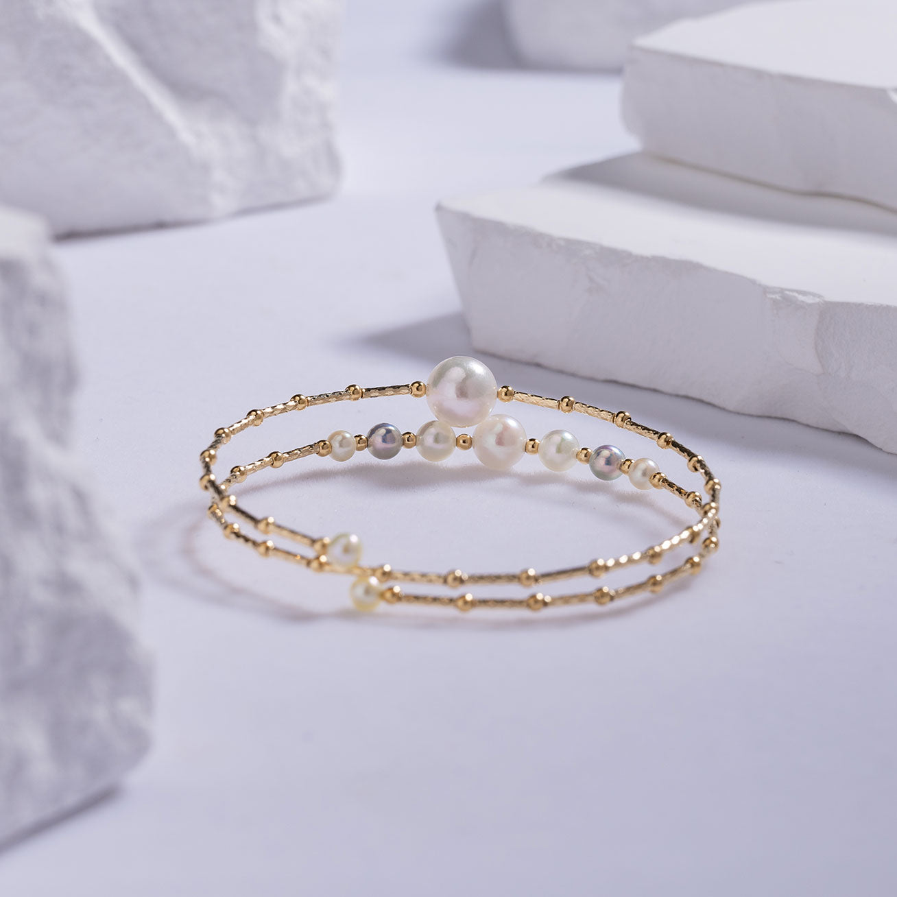 18K Solid Gold Akoya Pearl Bracelet for Women - Elegant Pearl Jewelry Gift for Anniversary, Birthday & Special Occasions | KB00018