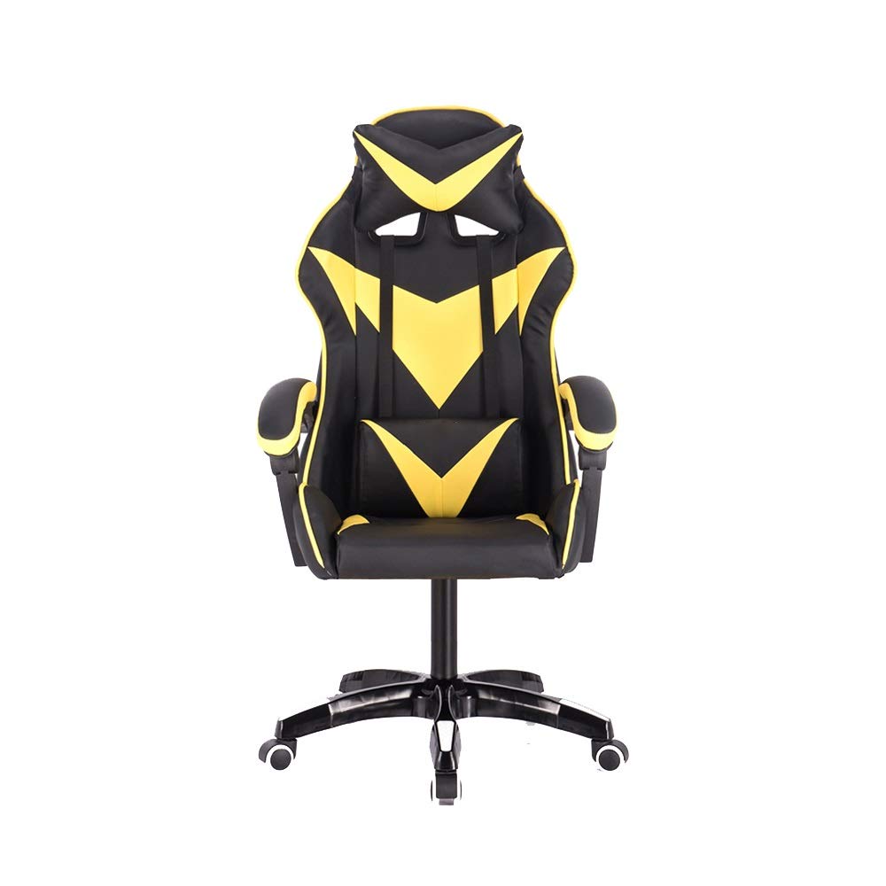 Ergonomic Racing Office Chair - High Back PU Leather Reclining Computer Chair with Massage, Height Adjustable & Swivel for Gaming & Work (Black Yellow) - Perfect for Home Office, Gaming Setup & Workspace Comfort
