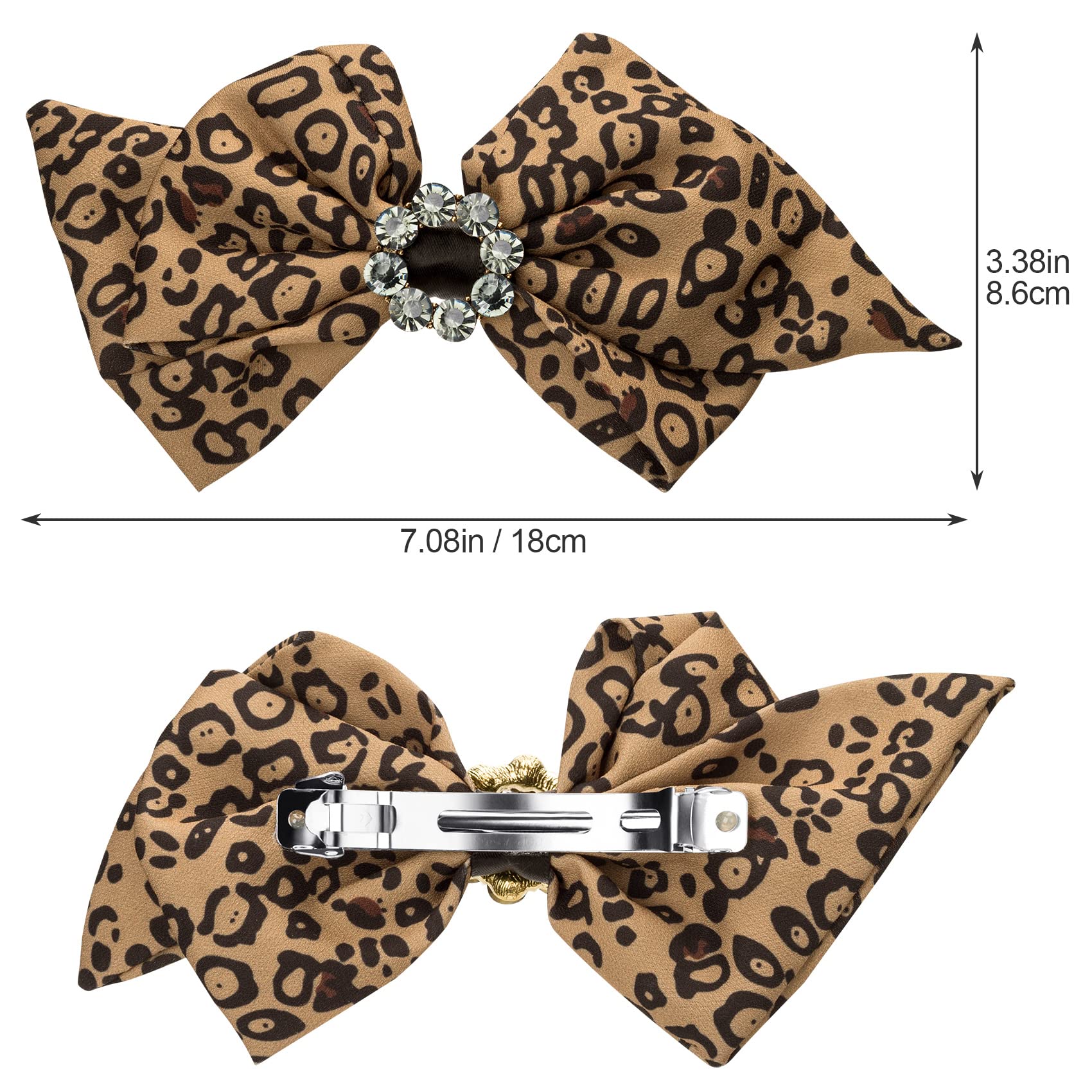 OIIKI 3PCS Large Rhinestone Leopard Hair Clips for Women & Girls - Brown Hair Barrettes for Christmas, Valentine's Day, Birthday Party - Perfect for Weddings, Prom, and Everyday Fashion Accessories