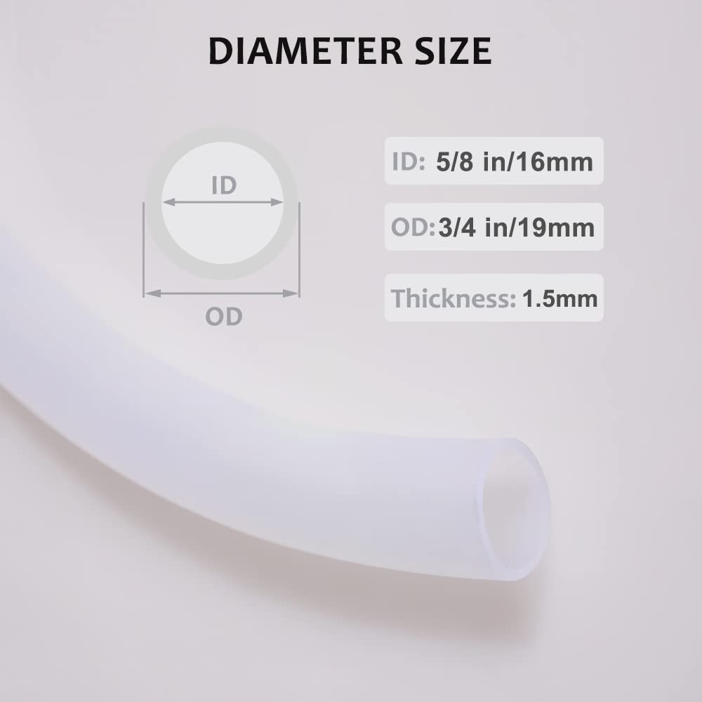 Flexible PVC Latex Tubing - 5/8 Inch ID Highly Elastic Hybrid Vinyl Hose for Water & Air Transport - Frosted White 9.84FT - Perfect for Household, Garden & DIY Projects