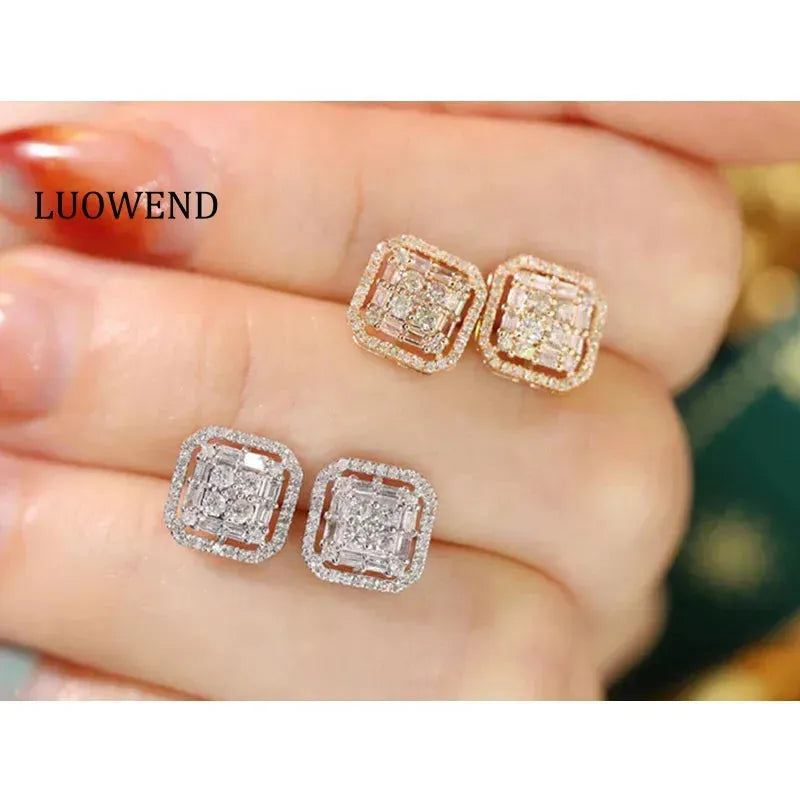 18K White/Yellow/Rose Gold Diamond Stud Earrings for Women - 0.48CT Real Natural Diamond Fashion Jewelry - Perfect Gift for Anniversary, Birthday & Special Occasions