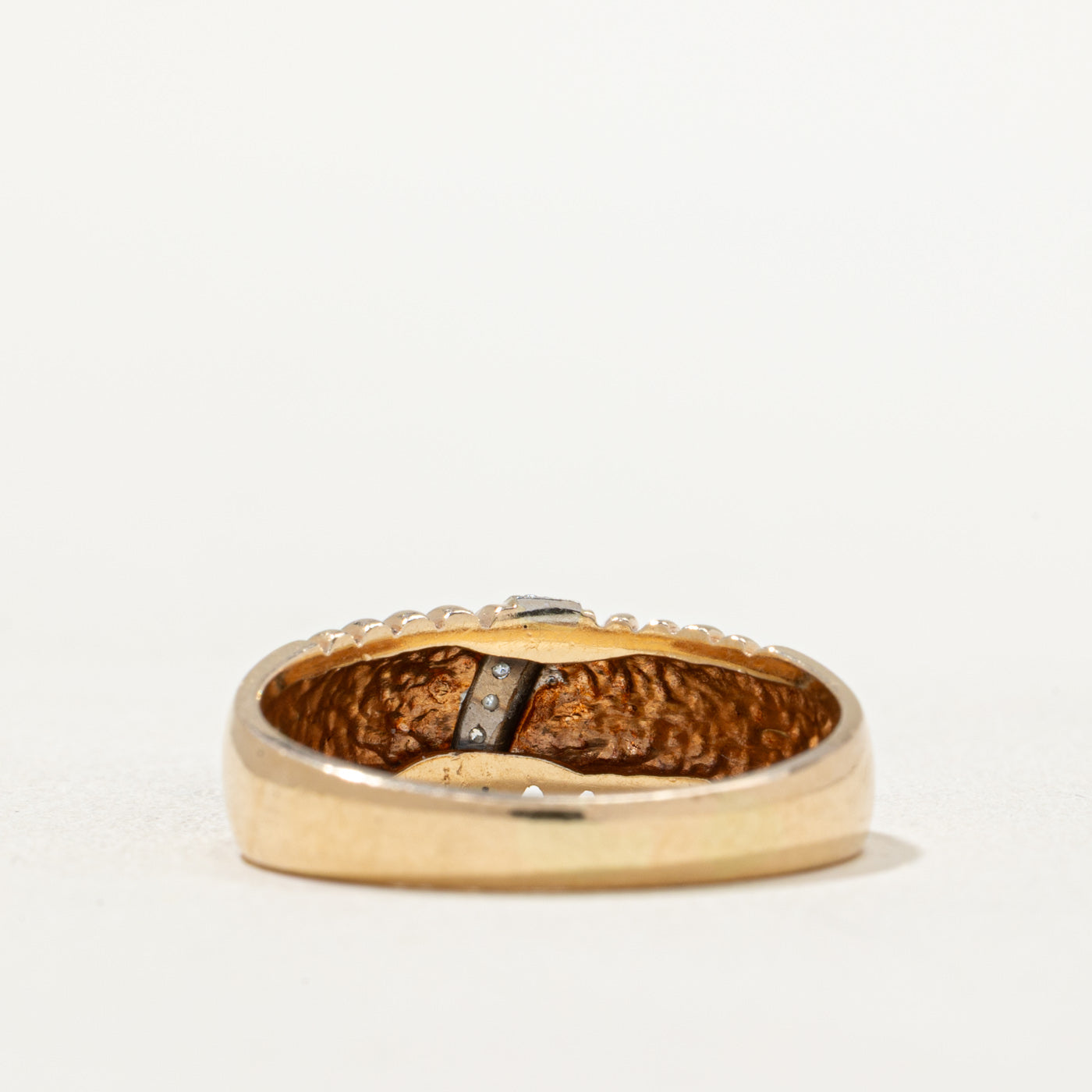 0.03ctw Diagonal Diamond Grooved Ring - Size 8.5 | Elegant Wedding Band, Anniversary Gift for Her | Perfect for Engagement, Promise Rings & Special Occasions