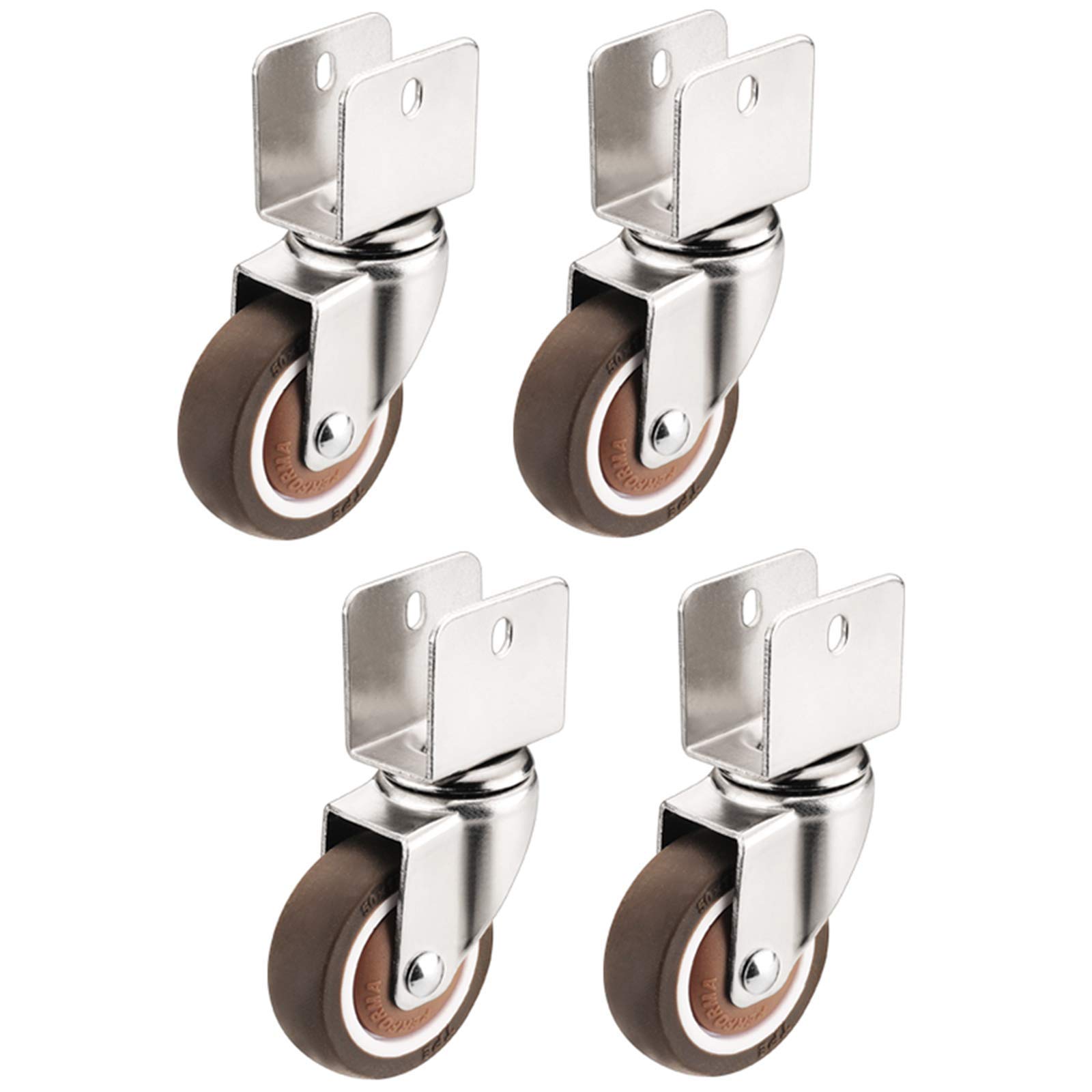 50mm Rubber Swivel Caster Wheels with Brake - Heavy Duty U-Shaped Bracket, 655mm Height - Replacement Casters for Furniture, Carts, Shelves, Tables & Chairs - Perfect for Home, Office, Warehouse and Industrial Use