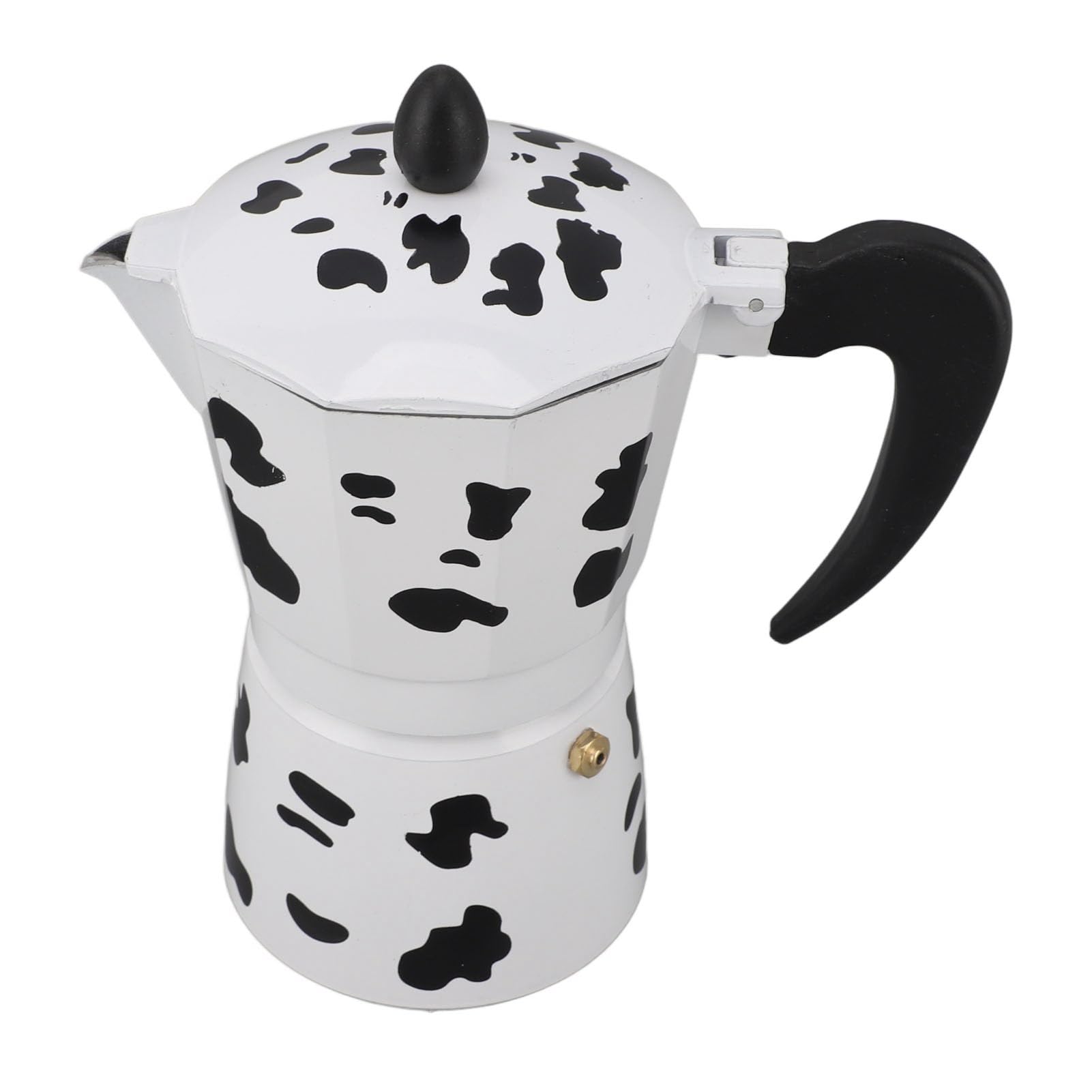 Fockety Stovetop Espresso Maker - 6 Cup Aluminum Moka Pot with Cow Print Design, Portable Italian Coffee Maker for Home, Cafe, Camping & Travel - Perfect for Outdoor Adventures and Italian-Style Coffee Brewing