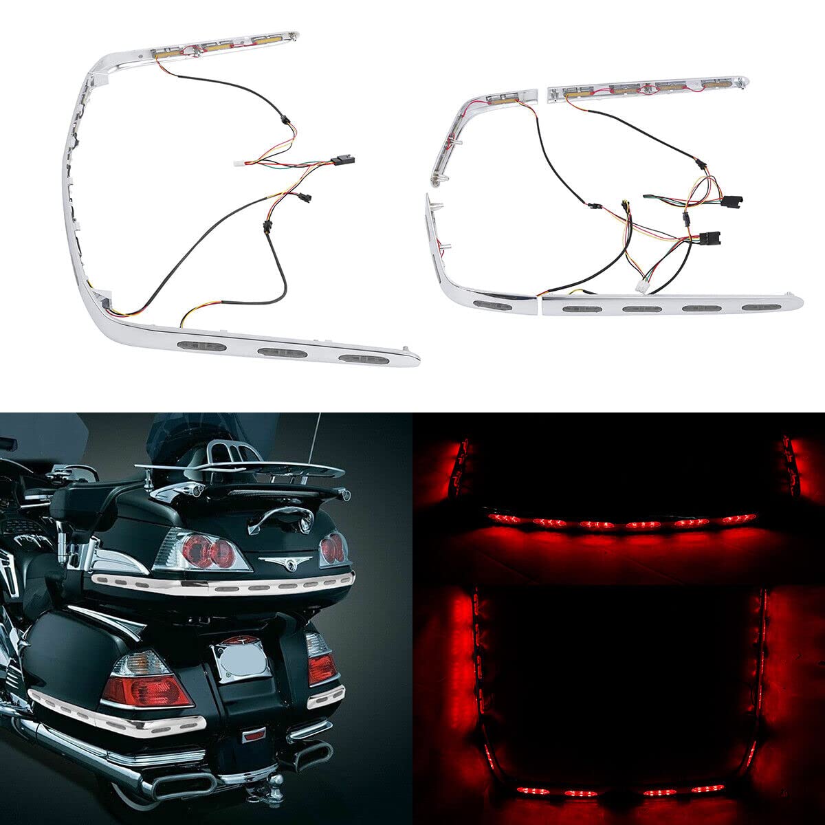 Green-L Motorcycle Trunk & Saddlebags LED Lights - Smoked Lens Decoration Trim for Honda Goldwing GL1800 2001-2017 | Enhanced Night Visibility & Style for Cruiser Riders