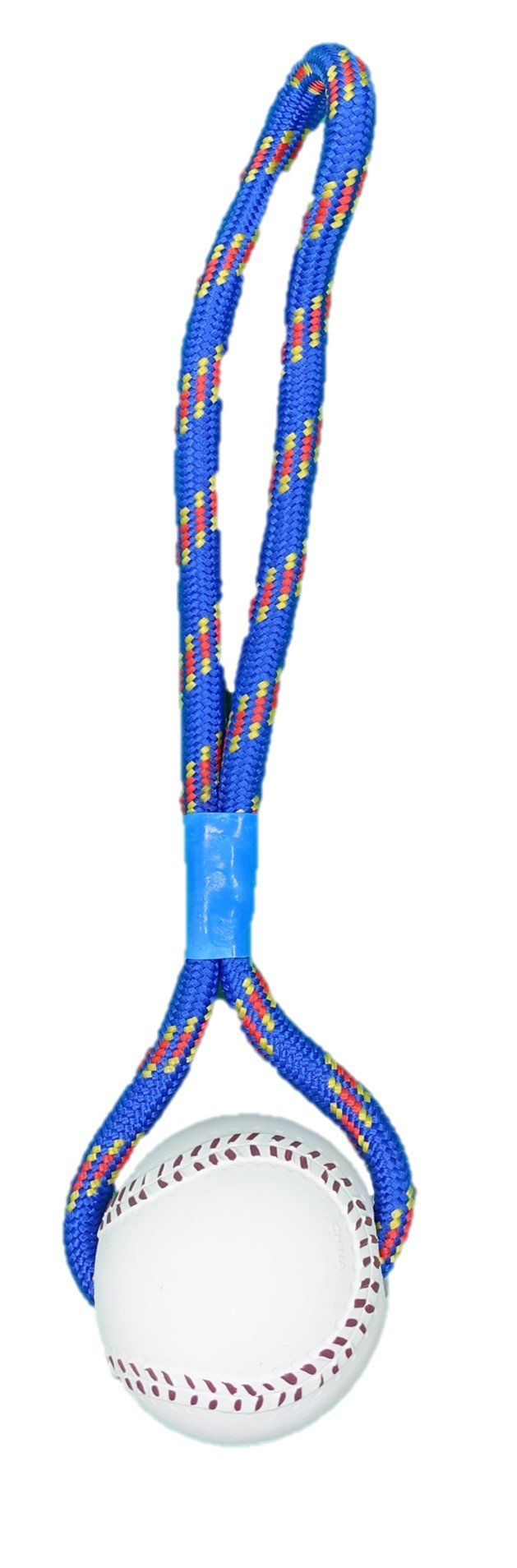 Durable Rubber Ball with Rope Dog Toy - Baseball Design for Fetch & Tug of War | Perfect for Outdoor Play, Training & Interactive Bonding with Your Pet