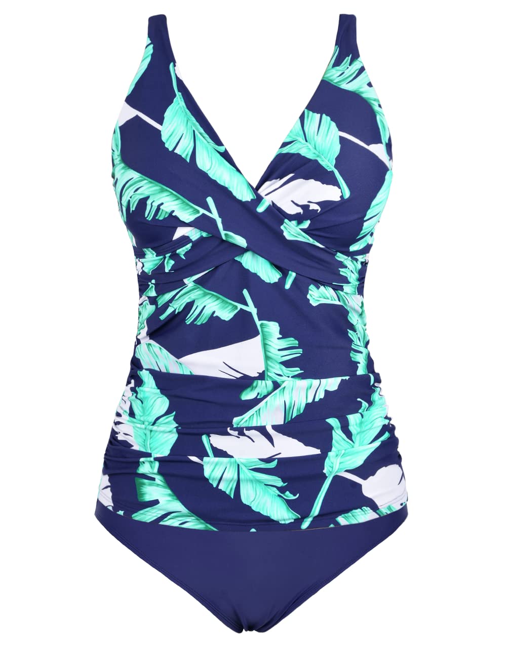 Hilor Women's Tummy Control Tankini Swimsuits - Front Twist V Neck Two Piece Bathing Suit with Shirred Design | Perfect for Beach, Pool & Vacation Swimwear