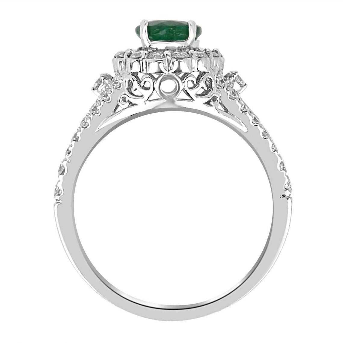 1.30tcw Oval Emerald & Diamond Halo Statement Ring in 14K Gold - Elegant Jewelry for Weddings, Anniversaries & Special Occasions