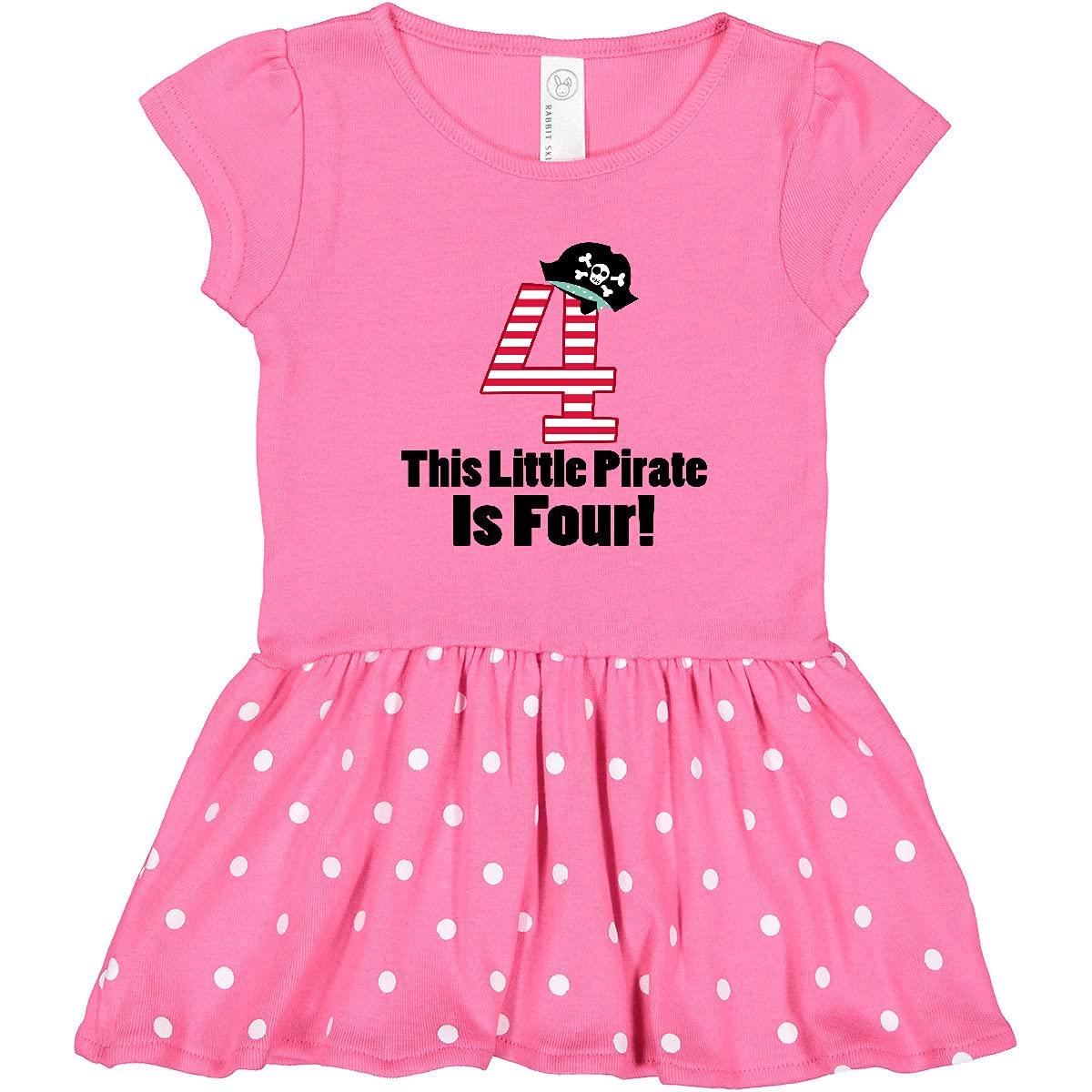 Inktastic Pirate 4th Birthday Party Toddler Dress - Cute Pirate-Themed Outfit for Girls' Birthday Celebration, Halloween Costume & Dress-Up Play
