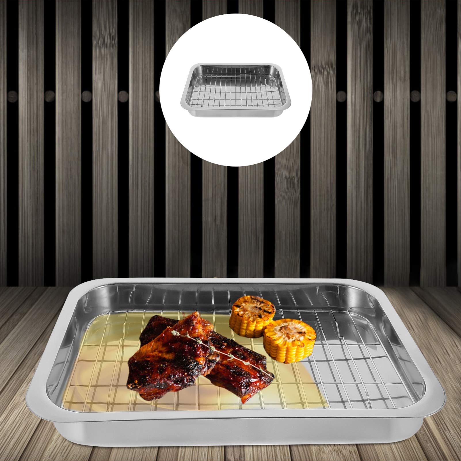 Stainless Steel Baking Pan Set with Cooling Rack - 3-Piece Oven Bakeware Kit for Cookies, Roasting, and Pastries - Perfect for Home Baking, Thanksgiving Turkey, and Holiday Cooking