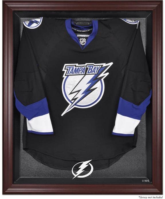 Tampa Bay Lightning Mahogany Hockey Jersey Display Case - Premium Wood Jersey Shadow Box for NHL Memorabilia Collection - Perfect for Man Cave, Sports Bar & Fan Room Decor