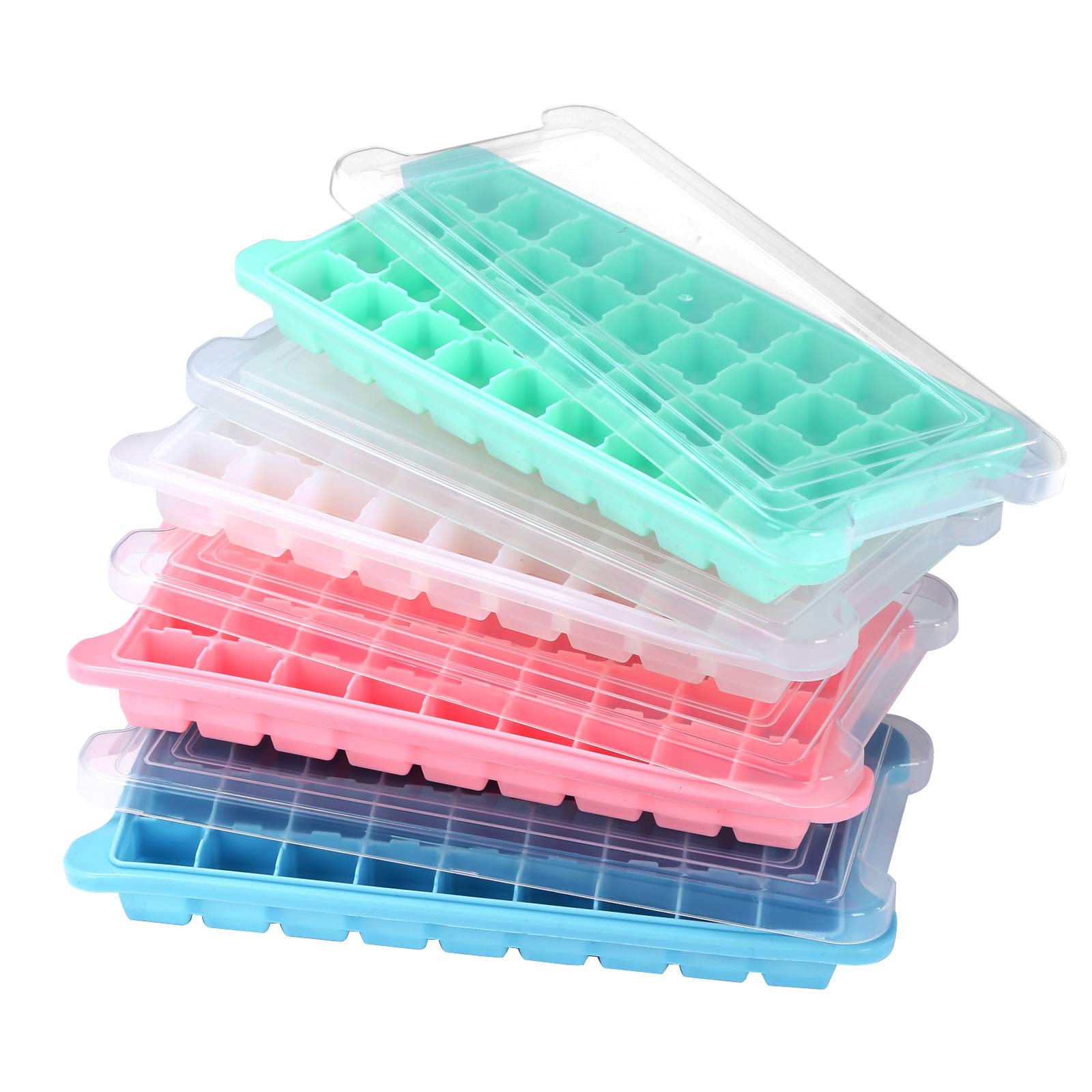 Soft Silicone Ice Cube Tray with Lid - Flexible & Stackable Freezer Tray for 1-Inch Cubes (36-Pack, Green) | Perfect for Cocktails, Iced Coffee & Party Drinks