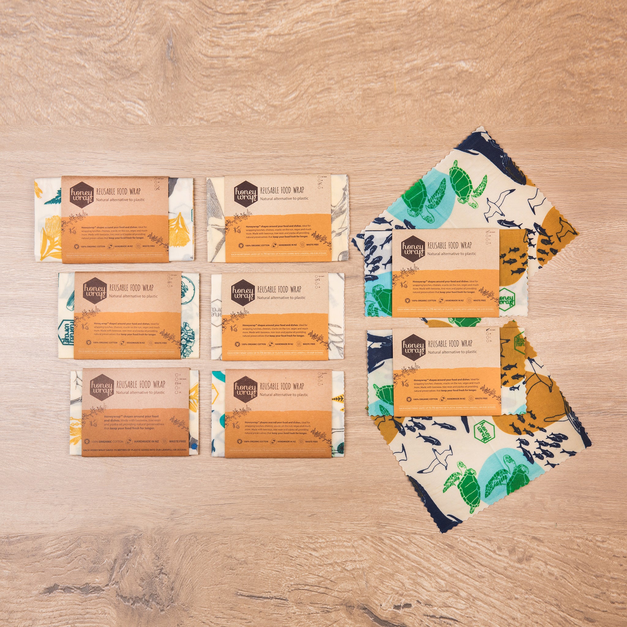 10-Pack Reusable Food Wraps - Eco-Friendly Beeswax Wraps for Fresh Food Storage | Perfect for Sandwiches, Fruits & Leftovers | Sustainable Kitchen Essentials