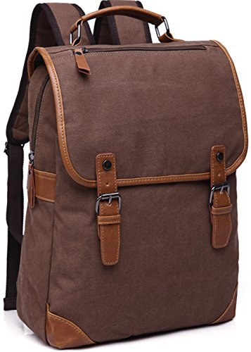 Aidonger Vintage Canvas Backpack for Men & Women - Casual College School Travel Hiking Daypack (Coffee) - Perfect for Work, Commute & Outdoor Adventures
