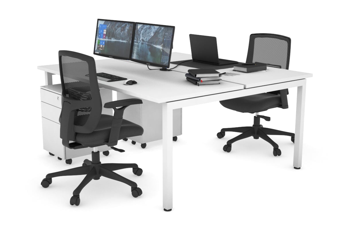 Quadro Square Legs 2 Person Office Workstation Desk - 1200L x 700W Modern Shared Workspace Solution for Home & Business Offices