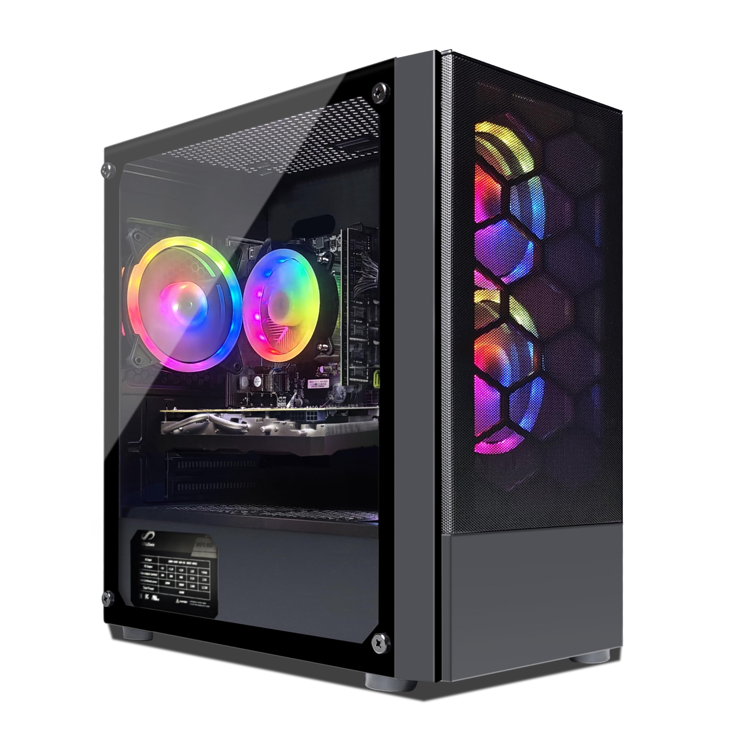 STGsivir Gaming PC Desktop Computer - Intel Core i5-9400F 2.9-4.1GHz, AMD RX 590 8GB GPU, 16GB DDR4 RAM, 512GB SSD, WiFi 600Mbps, BT 5.0, RGB Case, Windows 11 - Perfect for Esports, Streaming & VR Gaming