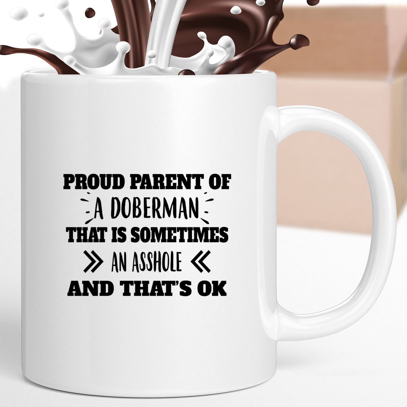 Doberman Coffee Mug - Best Gift for Doberman Lovers & Dog Moms - Unique Ceramic Cup for Coffee, Tea or Hot Drinks - Perfect for Home, Office or Dog Park Outings