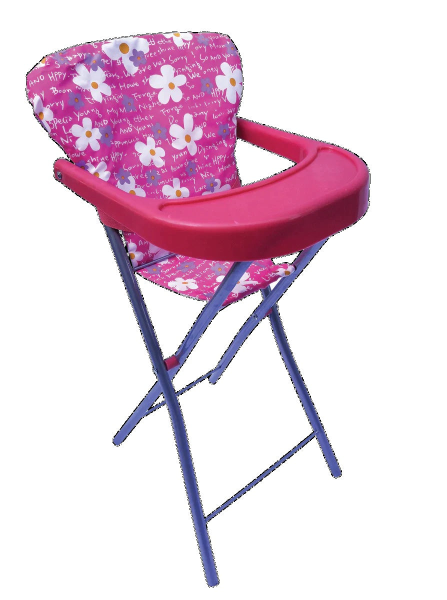Playworld Doll High Chair for Kids - Pink Baby Doll Feeding Seat with Adjustable Straps | Perfect for Pretend Play, Tea Parties & Role-Playing Games