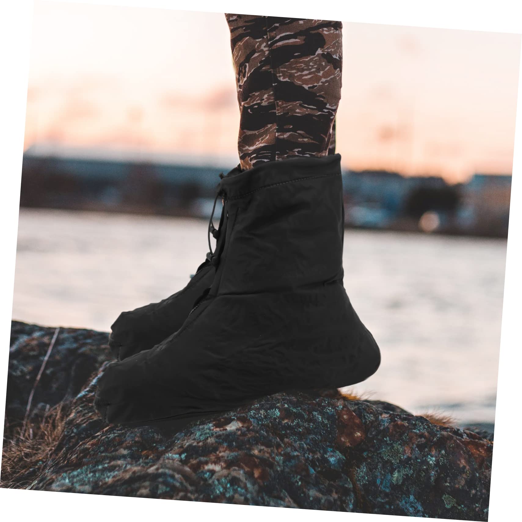 Happyyami Waterproof Shoe Gaiters - Non-Slip, Sand-Proof Shoe Covers for Hiking, Running & Outdoor Activities (Black) - Perfect for Rain, Snow & Beach Adventures