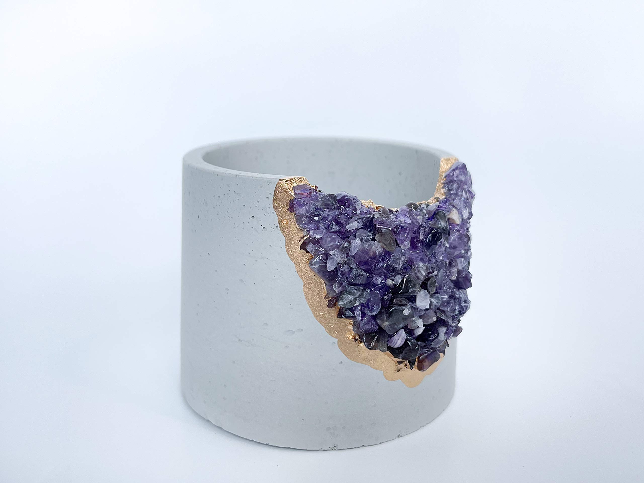 3 Inch Geode Planter - Air Plant Holder & Succulent Pot with Amethyst Crystal | Purple & Gold Cactus Planter for Home Decor, Office Desk, Yoga Studio & Chakra Healing Gifts | Unique Small Plant Pot for Indoor Plants