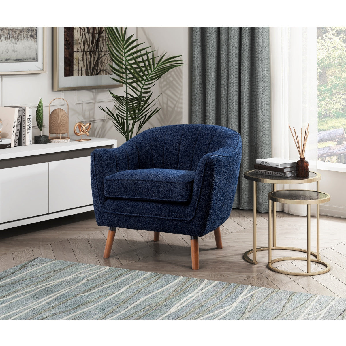 Calypso Accent Chair - Stylish Blue Upholstered Lounge Chair for Living Room, Bedroom & Office | Comfortable Modern Seating with Elegant Design
